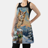 Tablier Vintage Barn Owl on Frosty Fence Christmas (Insitu)