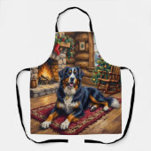 Tablier Vintage Bernese Mountain Dog Cozy Christmas Cabin  (Recto)