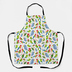 Tablier Vintage Birds Motif, Colorful parakeet motif