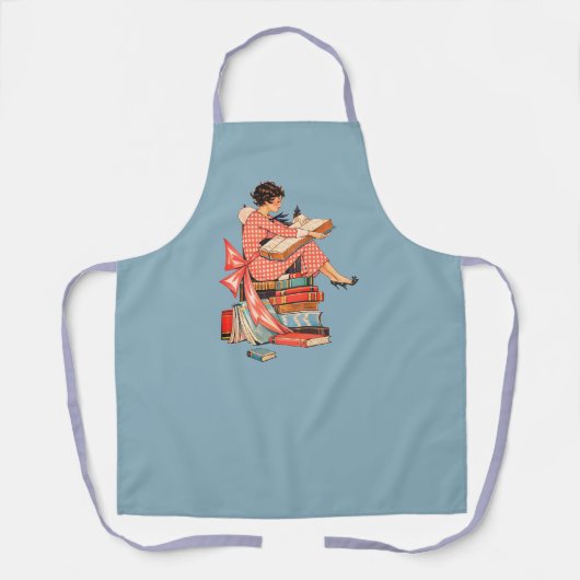 Tablier Vintage Book Lover Reading Illustration (Recto)