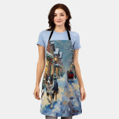 Tablier Vintage Border Collie Snowy Village Christmas (Porté)