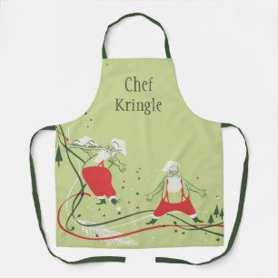 Tablier Vintage Christmas, Chef du Père Noël avec Dîner