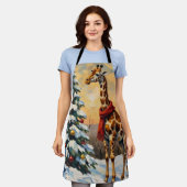 Tablier Vintage Christmas Giraffe in Snowy Savanna (Porté)