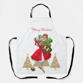 Tablier Vintage Christmas Lady présente Red Green Gold (Recto)
