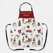 Tablier Vintage Christmas Toys Pattern Red Apron (Recto)