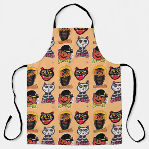 Tablier Vintage Cook Halloween Chat Citrouille Owl Amusant