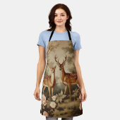 Tablier Vintage Forêt Florale Cerf (Porté)