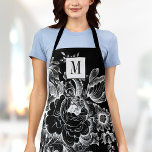 Tablier Vintage Français Agricole Peony Monogramme Chic No<br><div class="desc">Personnalisez ce tablier d'adultes chic et moderne avec votre monogramme ! Cet élégant tablier présente vos initiales personnalisées sur un magnifique décor de ferme vintage à la floraison noire et blanche.</div>