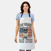 Tablier Vintage Frenchie Papa Drapeau Américain (Porté)