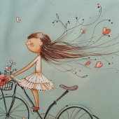 Tablier Vintage Girl on Bicycle Personalized Floral