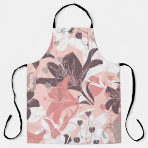 Tablier vintage motif floral transparent. Design rideau. M