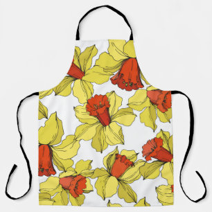 Tablier vintage Narcisse fleur botanique florale Jaune a