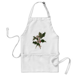 Tablier Vintage Noël, Green Holly Plante avec baies