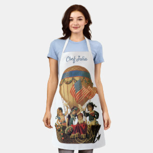 Tablier Vintage patriotique, enfants dans une montgolfière