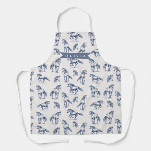 Tablier Vintage Personnalisé Cheval Bleu Classique Campagn