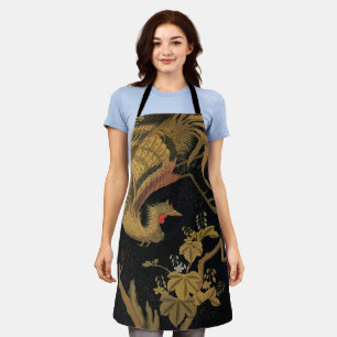 Tablier Vintage Phoenix Gold Black Bird japonais