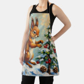 Tablier Vintage Red Squirrel Pine Tree Christmas (Insitu)