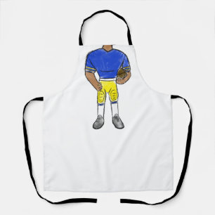 Tablier vintage retro joueur de football bleu jaune simple