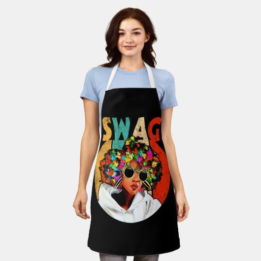 Tablier Vintage Retro Swag Melanin Black Afro Queen (Porté)