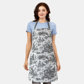 Tablier Vintage Rustique Ferme Français Toile-Noir & Blanc (Porté)