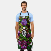 Tablier Vintage Tiffany Vitrage pourpre Roses (Porté)