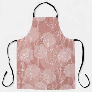 Tablier Vintage Tulipes blanches Arrière - plan rose