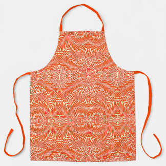 Tablier Vintage William Morris motif Floral blanc orange