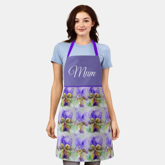 Tablier Violas Floral Violet Viola Violet Motif maman (Porté)