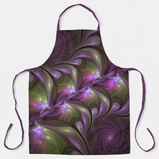 Tablier Violet Abstrait violet violet kaki fractal (Recto)