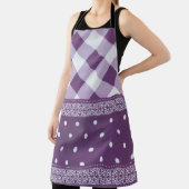 Tablier Violet blanc À damiers Polka Dot Floral Damask Art (Insitu)