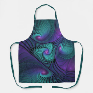 Tablier Violet Rencontre Turquoise Moderne Art Fractal Abs