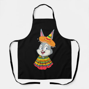 Tablier Visage Bunny avec Sombrero Casquette Cinco De Mayo