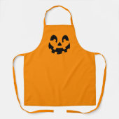 Tablier Visage Citrouille Noir Simple Sur Halloween Orange (Recto)
