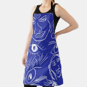 Tablier Visage de beauté : dessin à une ligne. (Insitu)