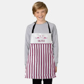 Tablier Visage de chat rose, Coeurs d'amour, Personnalisé (Porté)