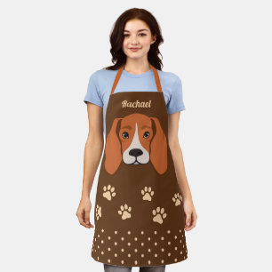 Tablier Visage de chien Beagle mignon Nom personnalisé Ap