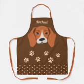 Tablier Visage de chien Beagle mignon Nom personnalisé Apr (Recto)