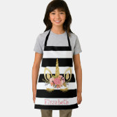 Tablier Visage de Licorne, rayures noires et blanches Pers (Insitu)