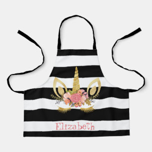 Tablier Visage de Licorne, rayures noires et blanches Pers
