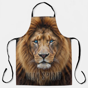 Tablier Visage de lion majestueux aux yeux bleus Faune A