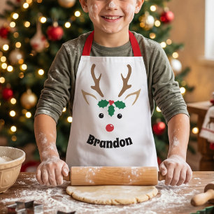 Tablier Visage de Renne Personnalisé Pâtisserie de Noël