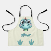 Tablier Visage et empreintes de bébé dinosaure mignons (Recto)