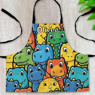 Tablier Visages de dinosaures heureux motif bondé