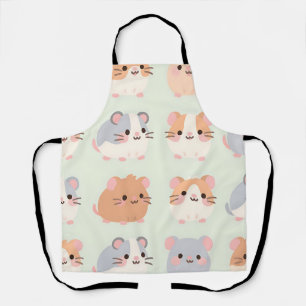 Tablier Visages de hamster mignons motif pastel kawaii