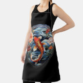 Tablier Vitrail asiatique style Koi Poisson et Camellias (Insitu)