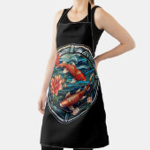 Tablier Vitrail asiatique style Koi Poisson et Camellias (Insitu)