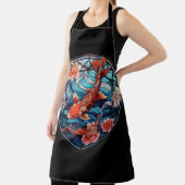 Tablier Vitrail asiatique style Koi Poisson et Camellias (Insitu)