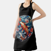 Tablier Vitrail asiatique style Koi Poisson et Camellias (Insitu)