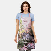 Tablier Vitre de forêt rose, joli ruisseau, personnalisée (Porté)