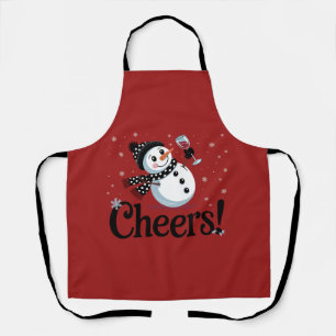 Tablier Vive le vin Noël Bonhomme de neige Xmas Boire Hive